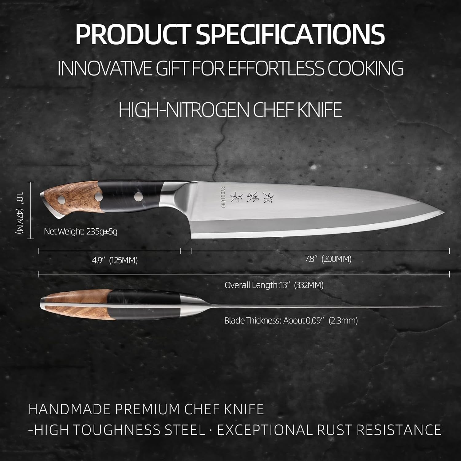 high-nitrogen-steel-chef-knife-8-inch-handmade-ultra-sharp-kitchen-knife
