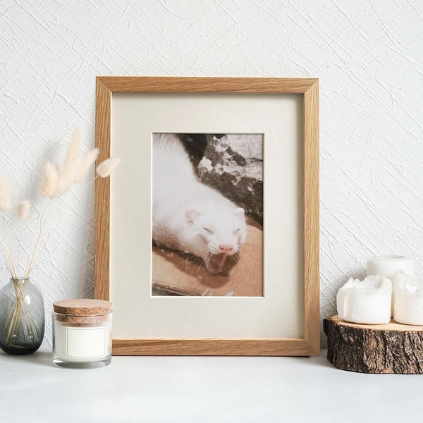8.5X11 Picture Frame, Solid Oak Wood 8.5 by 11 Frame with Mat 6X82