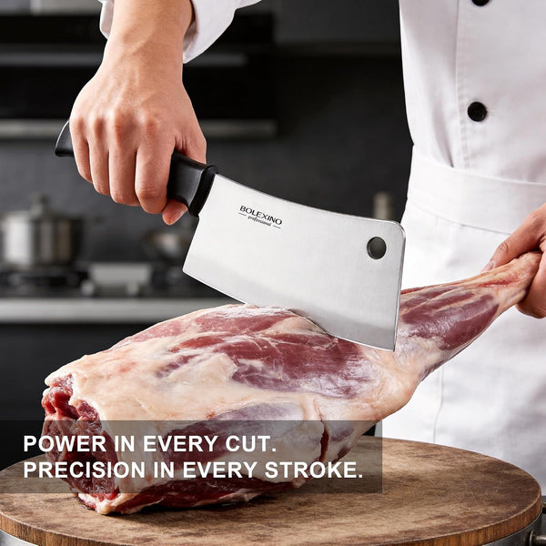 7" Meat Cleaver, High Carbon Steel Butcher Knife, Bone Chopper5
