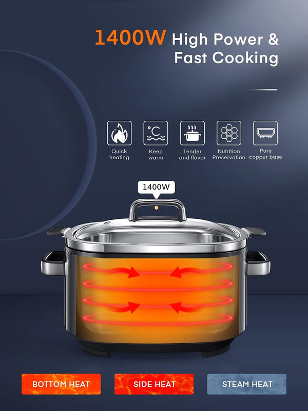 Slow Cooker 6 Quart 10-In-1 Programmable Stainless Steel Pot | Multi-Cooker with Rice, Yogurt, Sauté and Steam Functions. Delay Start and Adjustable Temperature3