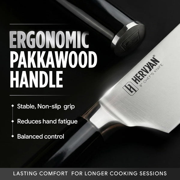 8 Inch Professional Chef Knife - Ultra Sharp German-Inspired Precision Blade High-Carbon Stainless Steel, Ergonomic Pakkawood Handle, Blade Guard and Gift Box for Home Cooks and Restaurants7