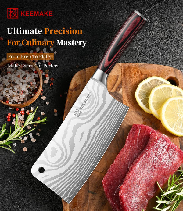 7 Inch Meat Cleaver Knife, Ultra Sharp 58+ HRC Butcher Knife5