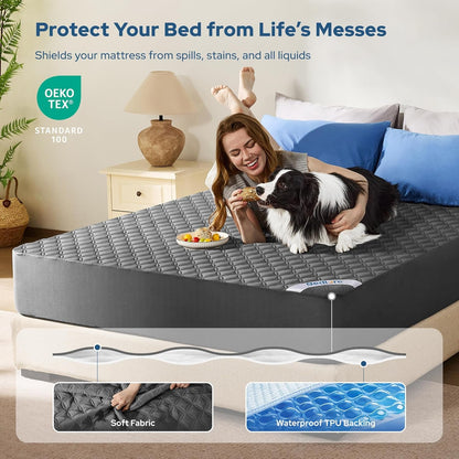 2 Pack Waterproof Mattress Protector, Queen Size Mattress Pad3