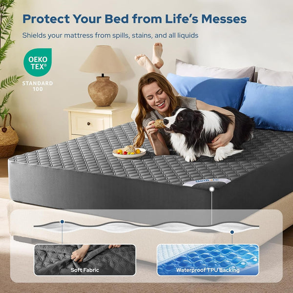 2 Pack Waterproof Mattress Protector, Queen Size Mattress Pad3