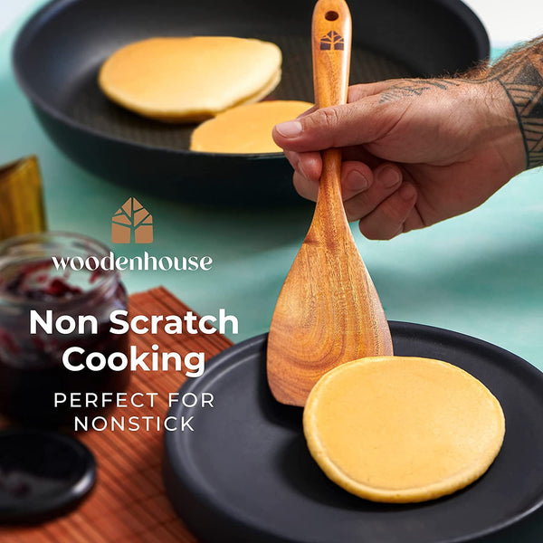 Wooden Spoons for Cooking, 12 Pcs Teak Utensil Set with Holder & Hooks5