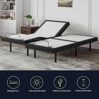 Adjustable Base + Signature Hybrid 12” Split King Mattress Bundle – Cooling Memory Foam & Innerspring Hybrid Bundle – Electric Adjustable Bed Frame Power Base with Zero Gravity, Massage7