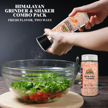 Himalayan Chef Himalayan Pink Salt Grinder & Pink Salt Shaker Refill Adjustable Grinder - Salt Mill and Salt Shaker | Set of 27