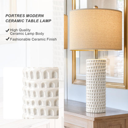 24" Farmhouse Ceramic Table Lamps Set of 2 for Bedroom Living Room5