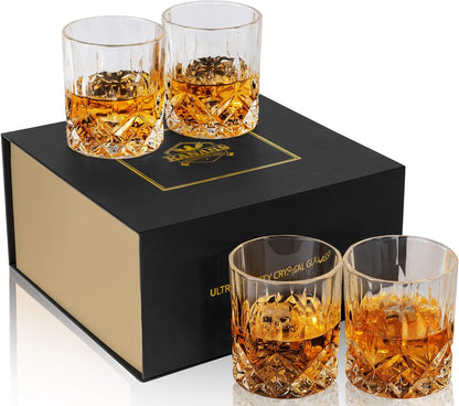 Old Fashioned Whiskey Glasses with Luxury Box - 10 Oz Rocks Barware for Scotch, Bourbon, Liquor and Cocktail Drinks - Set of 4 - Men Gift | Rocks Barware for Scotch, Bourbon, Liquor and Cocktail Drinks Set of 4 Men Gift1
