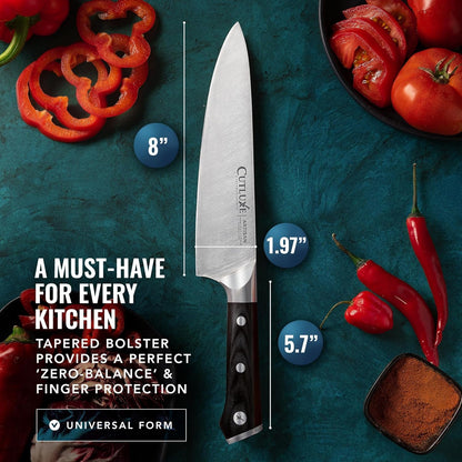 Chef Knife 8" – German High Carbon Steel Kitchen Knife, Full Tang7