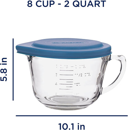 Batter Bowl, 2 Quart Glass Mixing Bowl with Blue Lid2