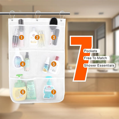 2 Pack Hanging Mesh Shower Caddy, 7 Pockets Quick Dry Shower Organizer2