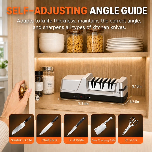 4-In-1 Electric Knife Sharpener for Home Cooks Kitchen, Silver8