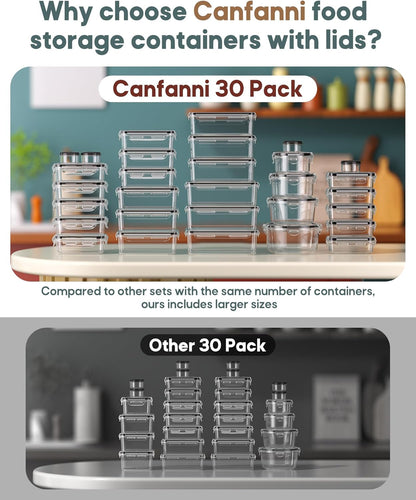 60 PCS Food Storage Containers with Lids Airtight, (30 Lids & 30 Containers) Leak Proof Containers Set for Kitchen, Meal Prep, Bpa-Free, Pvc-Free Plastic, Microwave/Dishwasher Safe, Extra Labels & Pen4