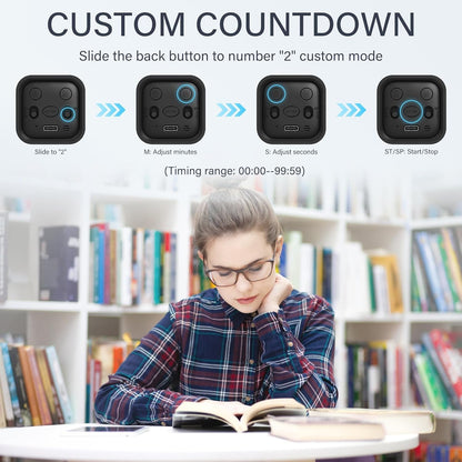Rotating Pomodoro Timer 5/25/10/50, Desk Productivity Flip Timer, ADHD Tool | Countdown/Stopwatch Cube Timer, Vibration/High/Low Volume/Custom Modes, for Work Study, Back to School, Kitchen4