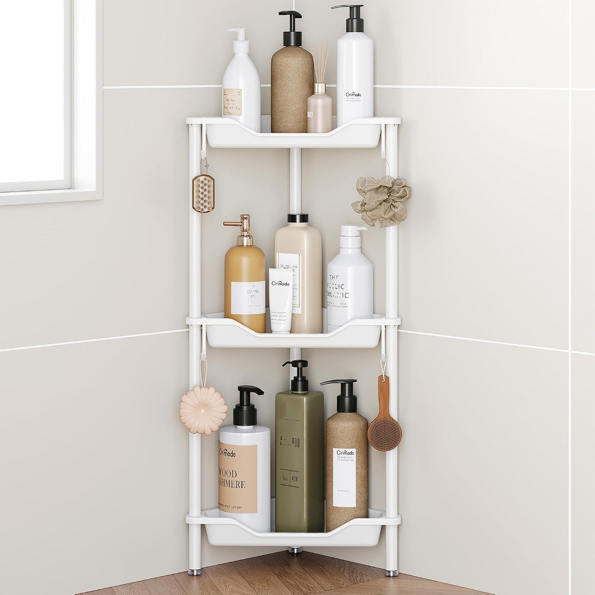 rustproof-3-tier-floor-standing-corner-shower-caddy-organizer-plastic-aluminium-splicing-floor-corner-shelf-rack-stands-for-bathroom-white