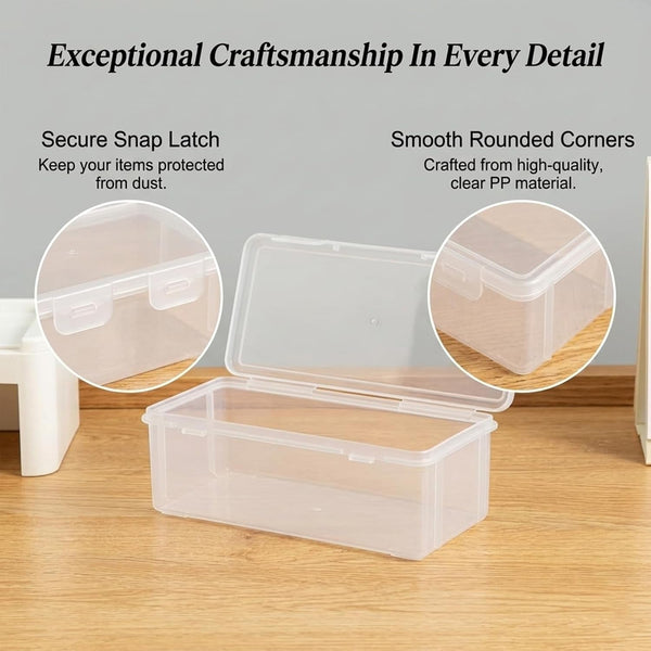 Clear Storage Box with Lids 2 Pack, Small Plastic Organizer Bins, Plastic Pencil Cases for Office Supplies, Cosmetics, Craft Items and Cables, Portable and Strong3