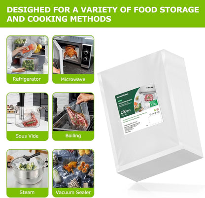Precut Vacuum Sealer Bags 200 Quart 8" X 12", BPA Free3