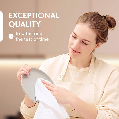 Super Absorbent Kitchen Towels 12 Pack - Premium 100% Cotton Kitchen Towels, 450GSM Thick Machine Washable White Dish Towels for Kitchen Drying, Cleaning, Dobby Weave, Unmatched Quality3