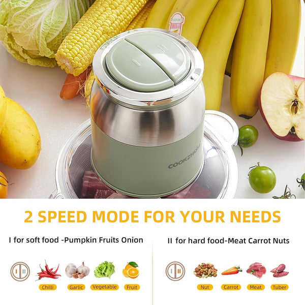 Green Food Processor,500W Electric Meat Grinder with 8 Cup Stainless Steel Bowl and 4 Sharp Blades, Food Chopper & Vegetable Chopper for Home Use,Meat Processor, Vegetables, Fruits and Nuts3