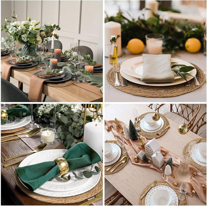 13" round Woven Placemats Set of 10, Plate Chargers for Dining Table | 13 Inch Place Mats Set of 10, Wicker Chargers for Dinner Plates, Boho Farmhouse Rustic Table Mats for Dining Table Decor2