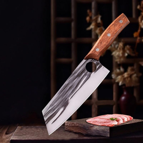 Meat Cleaver, 7 Inch High Carbon Steel Chef Knife Forged Cleaver Slicing Peeling Full Tang Handle Meat Vegetable Sushi Cutter3
