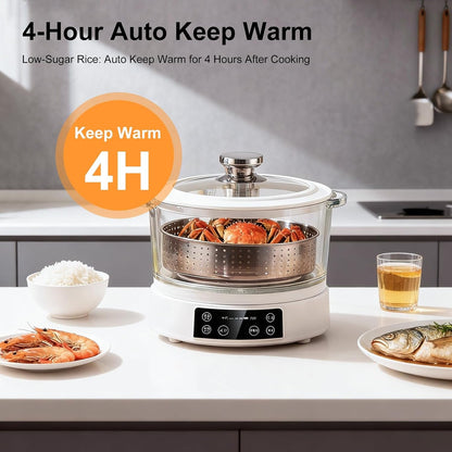 3L Low Carb Rice Cooker - 4H Keep Warm, Low Sugar Rice Cooker with Auto-Lift Basket with Steaming, Boiling and Hotpot in One7