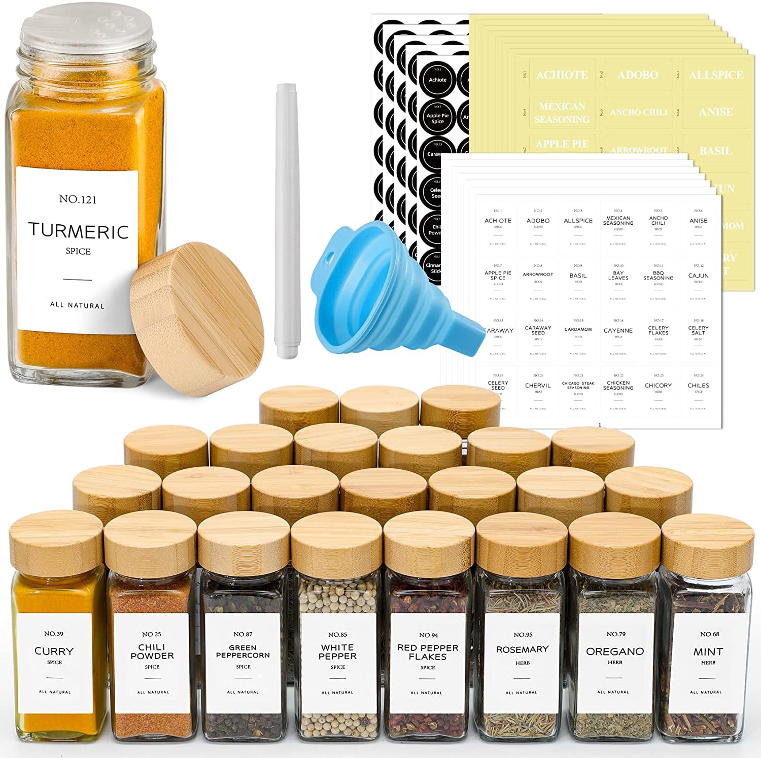 24-pcs-glass-spice-jars-with-bamboo-lids-4-oz-glass-jars-with-minimalist-farmhouse-spice-labels-stickers-collapsible-funnel-seasoning-storage-bottles-for-spice-rack-cabinet-drawer