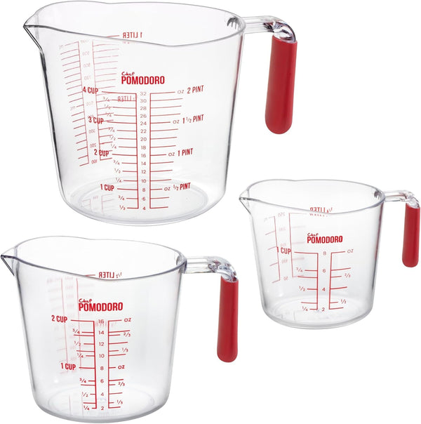 Liquid Measuring Cups Set, Plastic, Fade-Proof Marks, 3Pc1