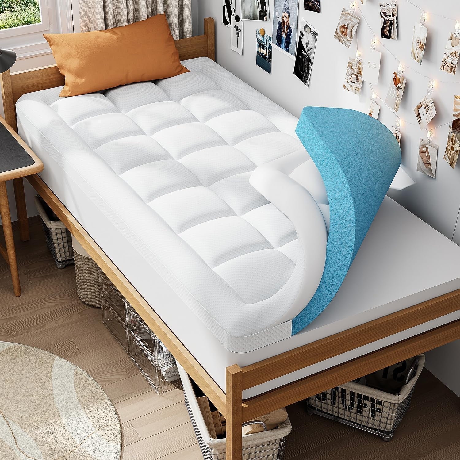 twin-xl-college-dorm-essentials-3-inch-memory-foam-mattress-topper-dual-layer-design-2-inch-cooling-gel-foam-and-1-inch-soft-pillow-top-bed-pad-back-to-school-comfortable-support