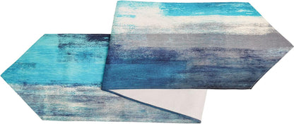 Turquoise and Grey Table Runner,Teal Abstract Modern Art Burlap Table Runners for Table Dresser Runner Farmhouse Style for Dinner Party Holidays Home Decoration3