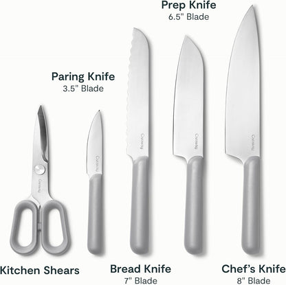 Caraway 14-Piece Kitchen Prep Tool Set with Knives & Utensils | Knife Set & Wooden Utensil Set, Made with Premium German Steel Blades & Fsc-Certified Birch Wood, Non-Toxic Materials, Grey3