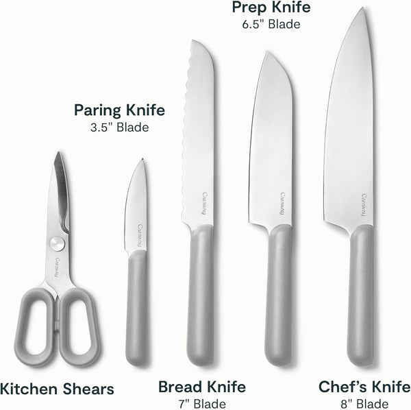 Caraway 14-Piece Kitchen Prep Tool Set with Knives & Utensils | Knife Set & Wooden Utensil Set, Made with Premium German Steel Blades & Fsc-Certified Birch Wood, Non-Toxic Materials, Grey3