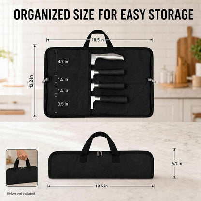 Knife Roll,Heavy Duty Knife Bag,Waxed Canvas Knife Case with 4 Slots for Knives & Kitchen Tools,Chef Knife Bag with Handle.Portable Knife Roll Bag for Stroage Home Traveling Camping.Case Knives Pouch2