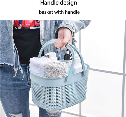 Portable Plastic Shower Caddy Basket with Handles, Blue4