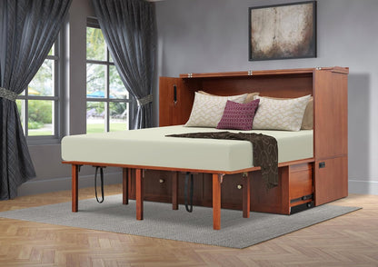 Domabella Murphy Cabinet Bed with Charging Station 8 Inch, Queen (Cherry)2