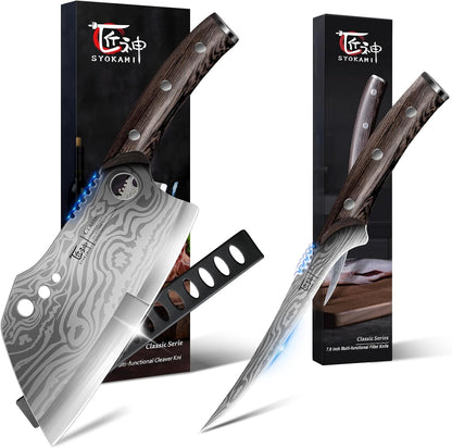 Fillet Knife 7.2 Inch+Meat Cleaver Chef Knife 7.7 Inch1