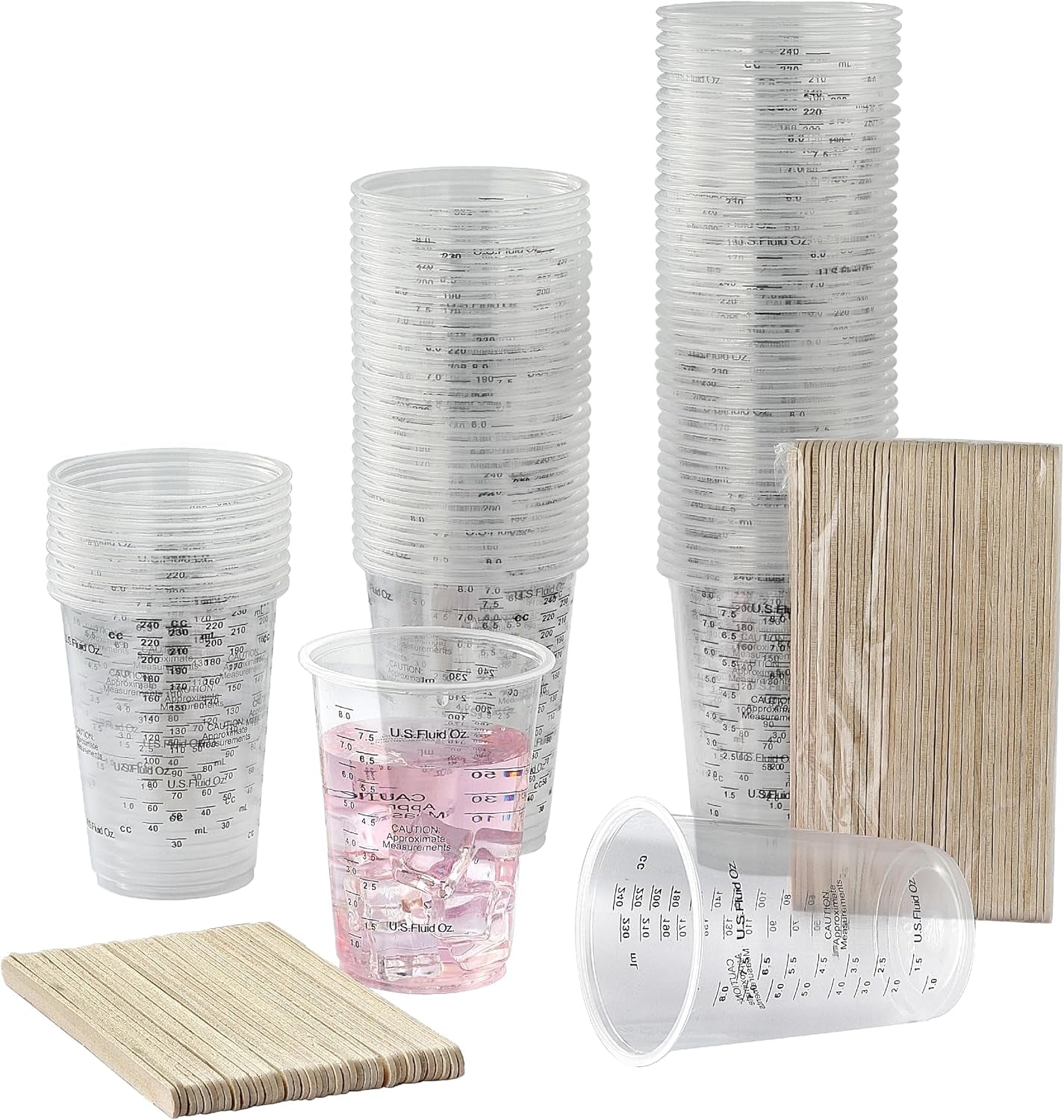 80pcs-paint-mixing-cups-dv-8oz-graduated-clear-plastic-measuring-cups-with-80pcs-wooden-stirring-sticks-for-mixing-paint-pigments-epoxy-resins-resins