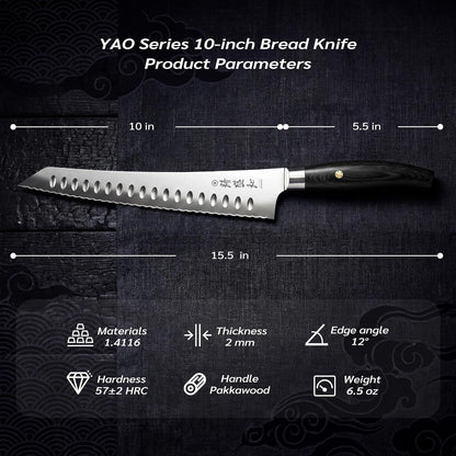Bread Knife for Homemade Bread,Serrated Blade 10 in with Cover9
