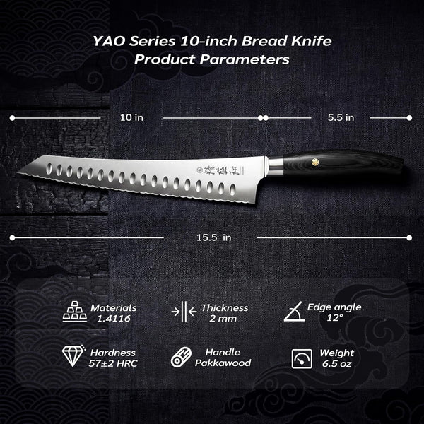 Bread Knife for Homemade Bread,Serrated Blade 10 in with Cover9
