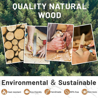 Natural Solid Wooden Utensil Set - 10 Pcs, Non-Stick Wooden Spoons for Cooking, Soft Comfort-Grip Wooden Cooking Utensils Set, Wood Kitchen Utensil Set for Non-Stick Cookware3