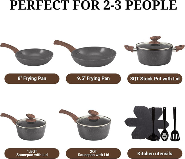 15-Piece Ceramic Nonstick Pots and Pans Set, Induction PFAS Free | Gray Kitchen Cookware Set, Stay-Cool Handles, PFAS & PFOA Free, Non-Toxic, Gas & Electric Stovetop, Easy Clean4