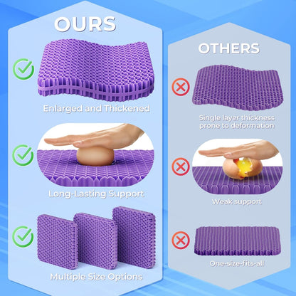 Gel Seat Cushion for Long Sitting, Breathable Thick Patent Design | Enlarged Cooling Chair Pad for Office Chair, Wheelchair, Desk Chair, Silicone Car Cushion (Standard, Black+Violet)5