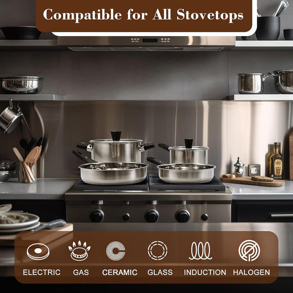 6-Piece Stainless Steel Pots and Pans Set, Kitchen Cookware Set with Stay-Cool Handles Compatible with Gas, Electric & Induction, Dishwasher Safe, Non-Toxic & Durable for Everyday Cooking5