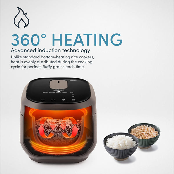 Housewares Professional 12-Cups (Cooked) / 3Qt. 360° Induction Rice Cooker & Multicooker (ARC-7606B), Black, 12 Cup2