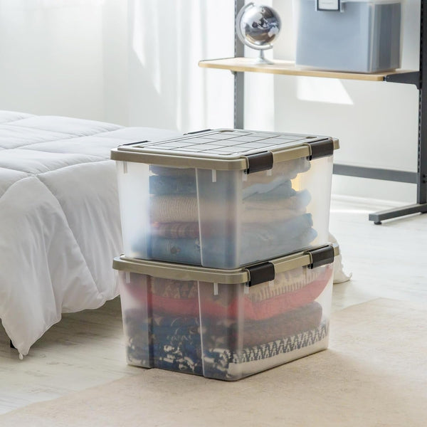 2-Pack 44 Qt Storage Bins with Gasket Lids, Clear/Chrome3