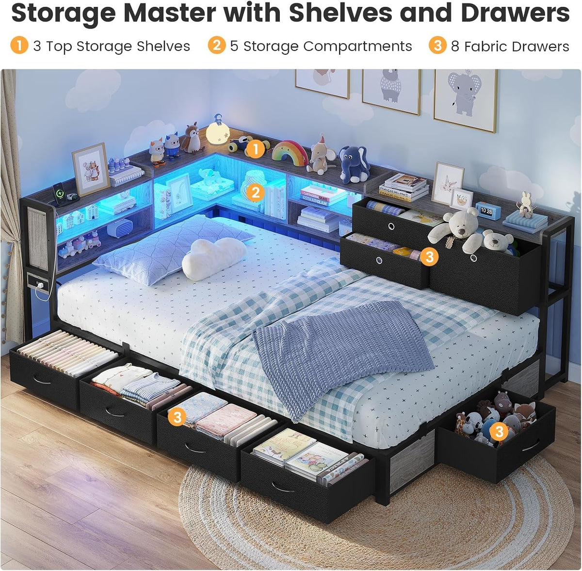 corner-bed-frame-with-charging-station-led-lights-black-gray