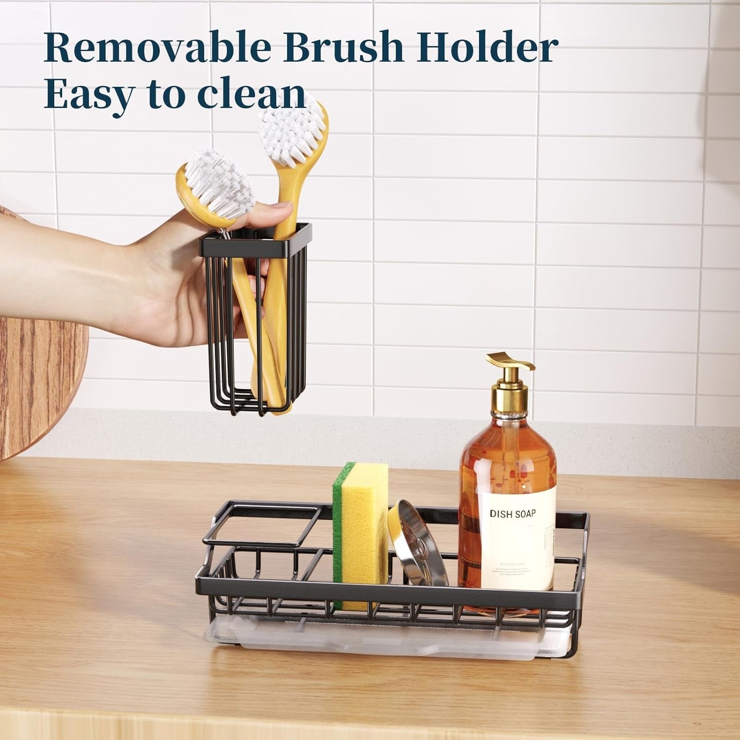 sponge-holder-for-kitchen-sink-kitchen-sink-caddy-organizer-with-removable-drip-tray-for-countertop-dish-soap-dispenser-brush-storage-accessories-304-stainless-steel-black
