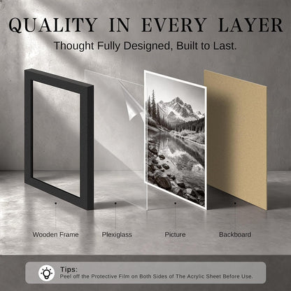 11X17 Picture Frame, Black Wood Poster Frames for Wall Display, 2 Pack4