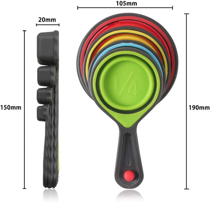 Collapsible Measuring Cups and Spoons, Portable Measuring Cup，Food Grade Silicone for Liquid & Dry Measuring, 8 Piece Kitchen Measuring Tool2